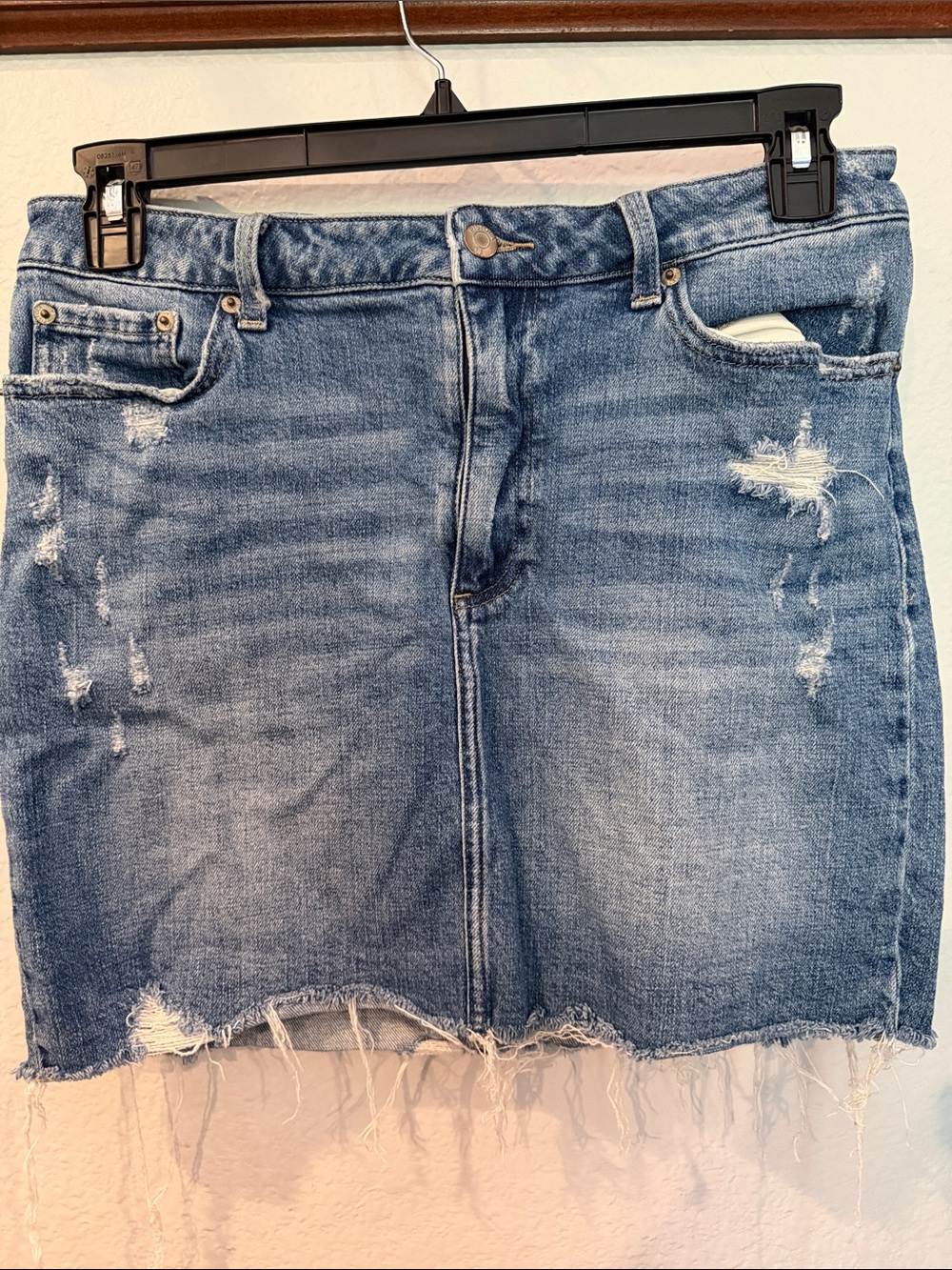 pistola Distressed Light Blue Denim Mini Skirt